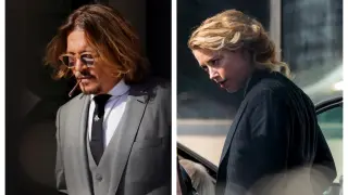 Johnny Depp y Amber Heard en su llegada al juzgado