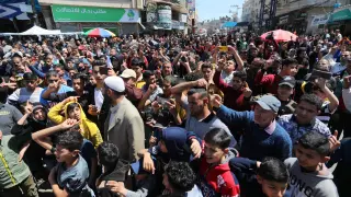 Manifestación de palestinos contra las detenciones en la Explanada de las Mezquitas.