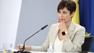 La ministra y portavoz del Gobierno, Isabel Rodríguez, tras el Consejo de Ministros de este martes.