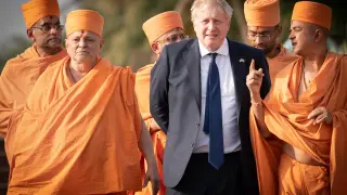 Boris Johnson en su visita a la India.