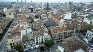 Vistas aéreas de Zaragoza desde la plaza de Santo Domingo