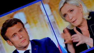 Macron y Le Pen, en el debate televisivo de miércoles 20 de abril.
