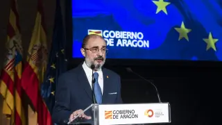 Javier Lambán durante la celebración del Día de Europa em Zaragoza.