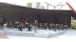La banda durante una actuación en la cúpula geodésica del parque de la Granja de la capital aragonesa el pasado 16 de octubre.