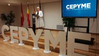 María Jesús Lorente, durante su discurso como nueva presidenta de Cepyme Aragón.