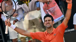 Djokovic, celebrando su triunfo en Roma