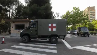 Llegada de heridos de Ucrania al Hospital Militar de Zaragoza.