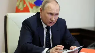 Putin, durante el Consejo de Seguridad de Rusia este viernes.
