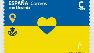 El sello de Correos 'España con Ucrania'.