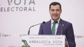 El candidato del Partido Popular a la presidencia de la Junta de Andalucía, Juanma Moreno