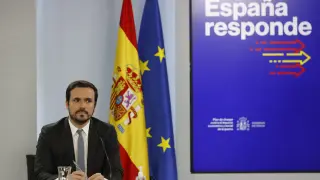 El ministro de Consumo, Alberto Garzón, en la rueda de prensa