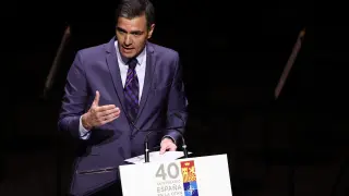El presidente del Gobierno, Pedro Sánchez, interviene en el acto de conmemoración del 40º Aniversario del ingreso de España en la OTAN.