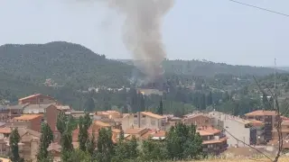 incendio en una masa forestal junto al Matadero Comarcal de Valderrobres
