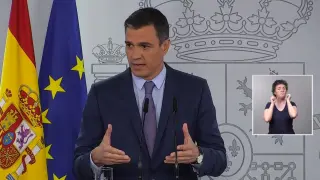 Pedro Sánchez, tras el Consejos de Ministros extraordinario.