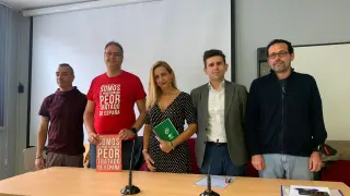 Kike García, Guillermo Herraiz, Mónica de Cristóbal, Alfredo Sanz y Tomás Sancho en la rueda de prensa de este lunes.