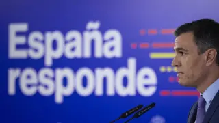 Pedro Sánchez tras la aprobación de un decreto de medidas anticrisis. gsc