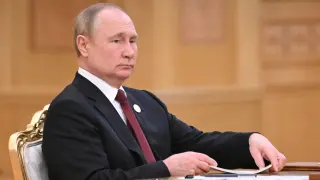 Putin durante la cumbre del mar Caspio.