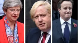 Theresa May, Boris Johnson y David Cameron.