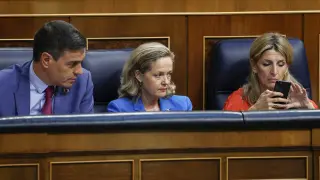 Sánchez, Calviño y Díaz en el Congreso