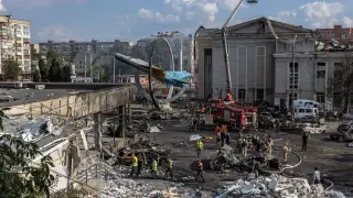Zona bombardeada por las tropas rusas en Vinnytsia UKRAINE RUSSIA CONFLICT