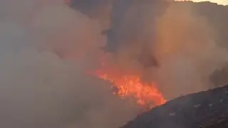 Efectivos del Infoar trabajan en el incendio forestal declarado en el término municipal de Ateca (Zaragoza), en un monte próximo a la localidad de Bubierca.