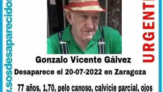 Gonzalo Vicente Gálvez ha desaparecido este miércoles en Zaragoza.