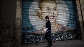 Un mural en honor a Eva Perón en Buenos Aires.