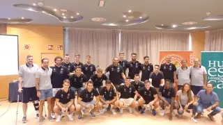 Jugadores y cuerpo técnico del Bada Huesca 2022-23.