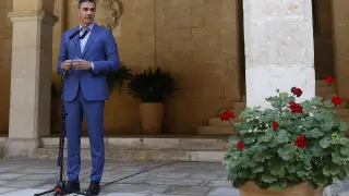 Rueda de prensa de Pedro Sánchez tras el habitual despacho de verano con el rey