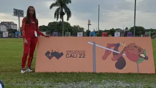 La atleta aragonesa Elena Guiu, en el Mundial de Cali.
