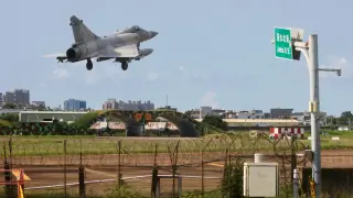 Taiwan Air Force aircraft lands at Hsinchu Air Base