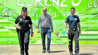 La intendente jefa de la Policía Local, Beatriz Rivas; el jefe de Servicios Generales, Javier Avellanas y el jefe de Bomberos, Ignacio Farjas.