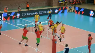 Fotos del partido España-Hungría en Teruel, clasificatorio para el Europeo Voleibol