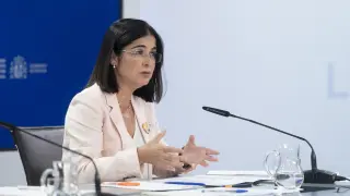 La ministra de Sanidad, Carolina Darias, tras el Consejo de Ministros