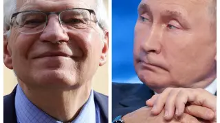 Combo de imágenes de Borell y Putin