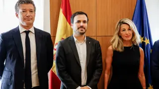 Alexandre de Palmas, Alberto Garzón y Yolanda Díaz