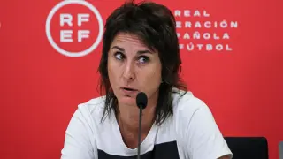 La aragonesa Marta Frías, en la rueda de prensa de este lunes en la RFEF.