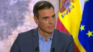 Pedro Sánchez durante la entrevista en RTVE