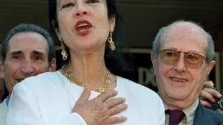 Irene Papas, con el director de cine Manuel de Oliveira.