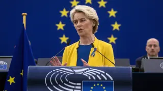 La jefa del Ejecutivo comunitario, Ursula von der Leyen FRANCE EU PARLIAMENT