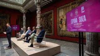 Presentación del España-Suiza en La Romareda celebrado en el Patio de la Infanta.
