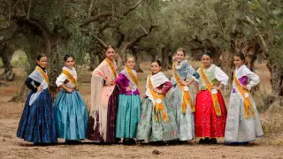 Las reinas infantiles de las festejos del municipio zaragozano de este año.