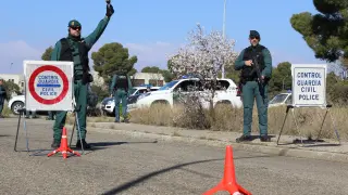Control de seguridad de la Guardia Civil en Aragón.