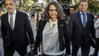 La exvicepresidenta, exportavoz y exconsellera de Igualdad y Políticas, Mónica Oltra, a su llegada a la Ciudad de la Justicia de Valencia