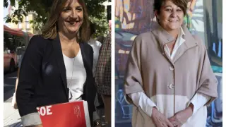 Lona Ranera y Rosa López, candidatas del PSOE a las alcaldías de Zaragoza y Teruel.