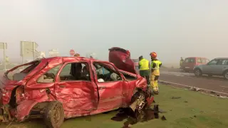 Un herido en un accidente en la N-234 en Albarracín en el que se vieron implicados 5 coches y un camión