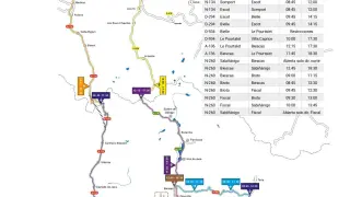 Mapa con las carreteras que se verán afectadas por la celebración de la Quebrantahuesos.