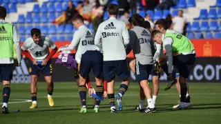 Foto de partido de fútbol de selecciones sub-21, España-Noruega en El Alcoraz de Huesca