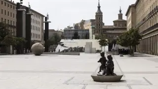 Imagen de la plaza del Pilar de Zaragoza en verano de 2022.