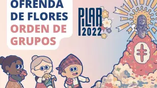 Grupos de la Ofrenda de Flores 2022 en Zaragoza. Recurso. Cartela. gsc